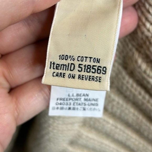 LL Bean Full Zip Cable Knit Sweater Beige - Picture 5 of 6